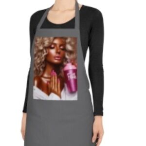 Gray Apron with Fashion Print